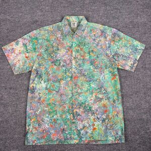 Vtg 90s Rum Reggae Button Up Mens M Short Sleeve Cabana Tropical Tribal Surf